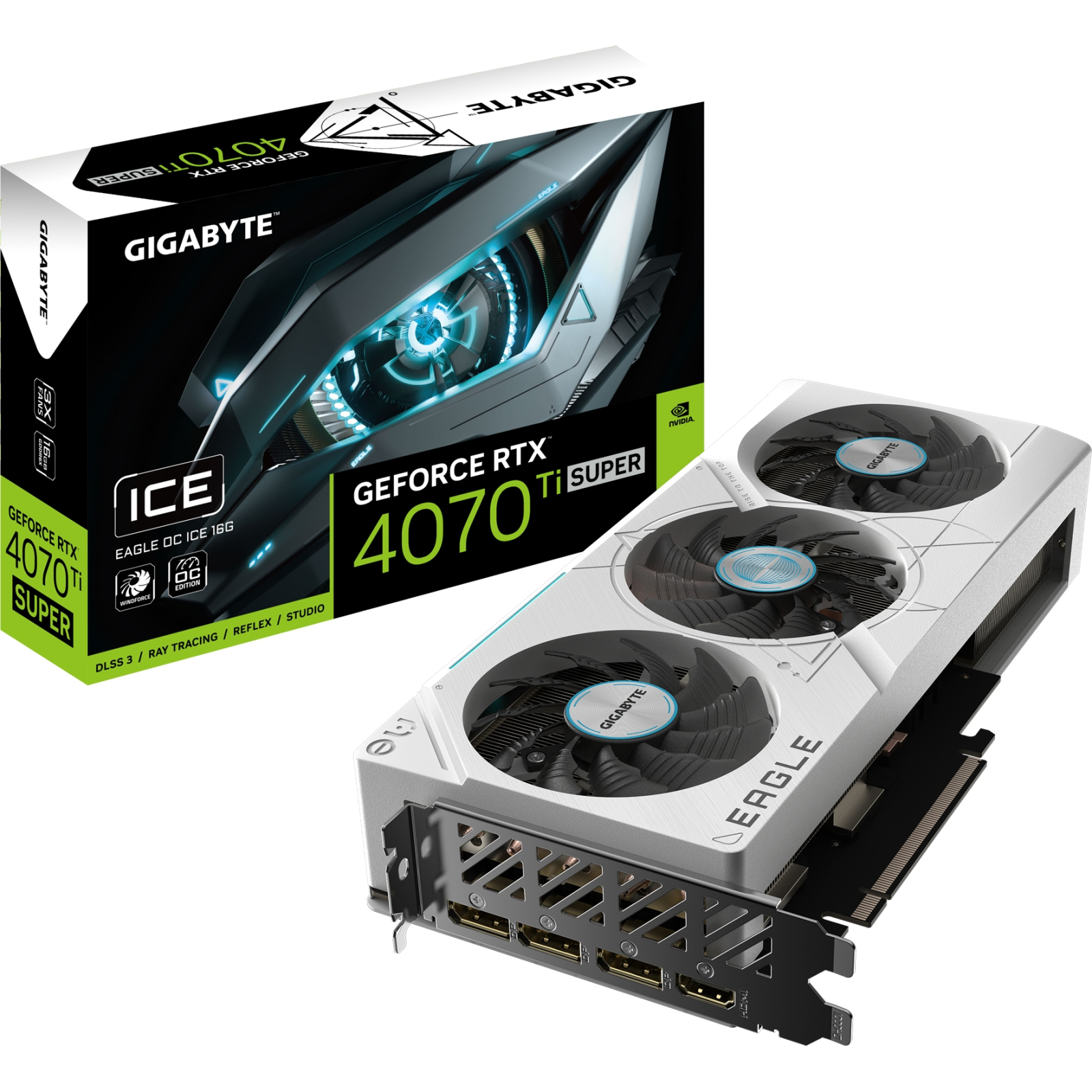 Видеокарта GIGABYTE GeForce RTX4070Ti SUPER 16Gb EAGLE ICE OC (GV-N407TSEAGLEOC ICE-16GD) изображение 9