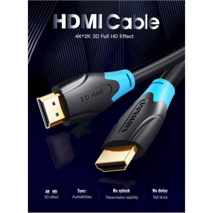 Кабель мультимедийный HDMI to HDMI 2.0m V2.0 4K 30Hz PVC Vention (AACBH) изображение 3