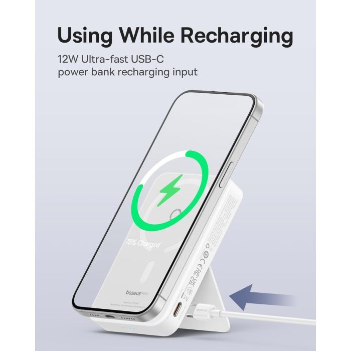 Батарея универсальная Baseus MagPro 5000mAh 20W, White (PPCXZ05) (P10064100222-00) изображение 5