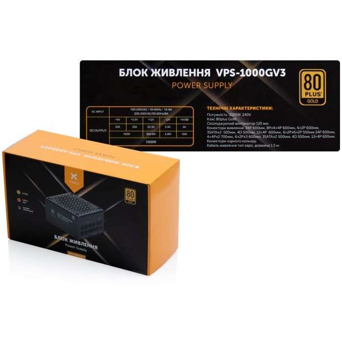 Блок питания Vinga 1000W (VPS-1000GV3) изображение 7