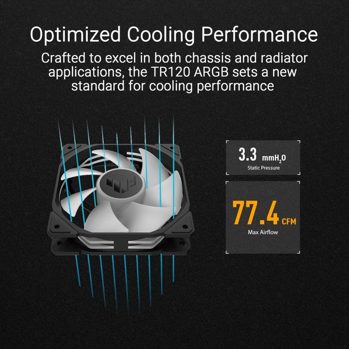 Кулер для корпуса ASUS TUF GAMING TR120 FAN ARGB BLACK (90DA0090-B09000) изображение 11