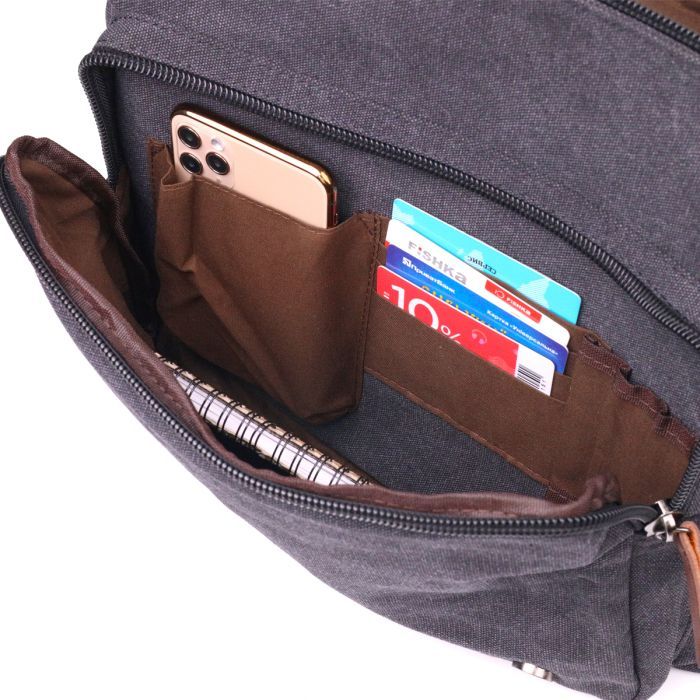 Сумка Vintage С клапаном текстильная Черная (21240) изображение 6