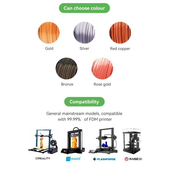 Пластик для 3D-принтера eSUN ePLA-Silk Metal 1.75мм, 1кг, bronze (ePLA-Silk-P175BR1) зображення 3