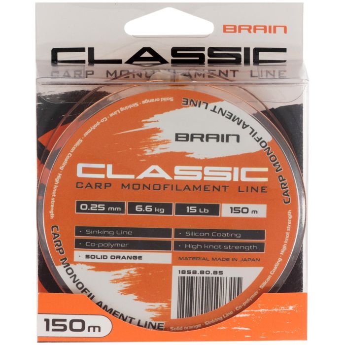 Леска Brain Classic Carp Line (solid orange) 150m 0.25mm 15lb 6.6kg (1858.80.85) изображение 2
