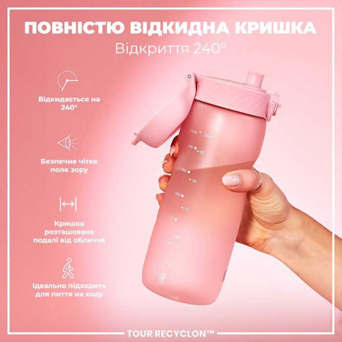 Пляшка для води ION8 OneTouch 750 мл BPA Free, Rose Quartz (I8RF750ROS) зображення 4