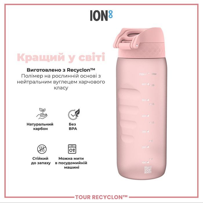 Пляшка для води ION8 OneTouch 750 мл BPA Free, Rose Quartz (I8RF750ROS) зображення 6