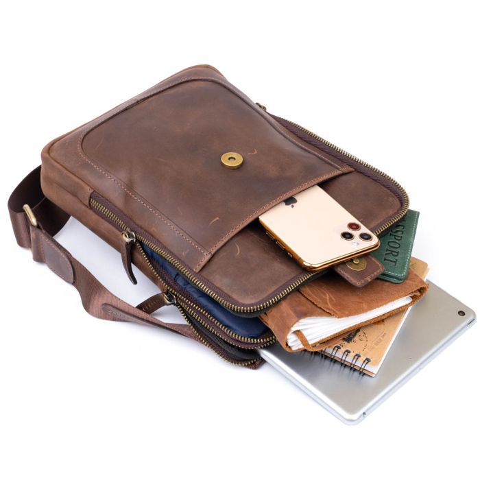 Сумка Shvigel На два отделения кожаная Черная (11283) изображение 7