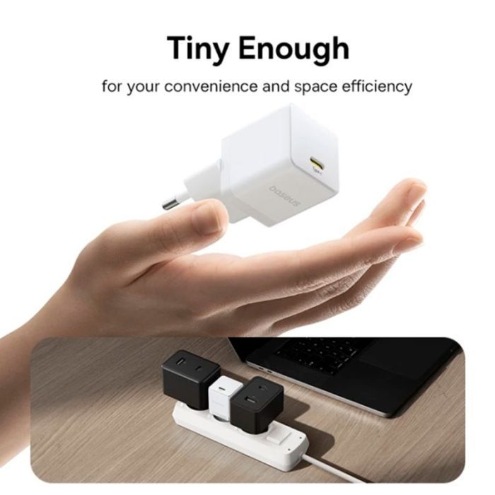 Зарядний пристрій Baseus Palm Fast Charger 1C 30W + Cable 1.0m Type-C 60W white (P10111605213-01) зображення 8