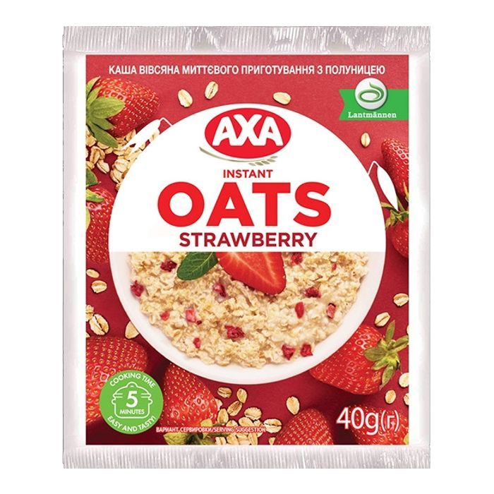 Пища быстрого приготовления АХА Каша Овсяная с клубникой 40 г (4820008123268)