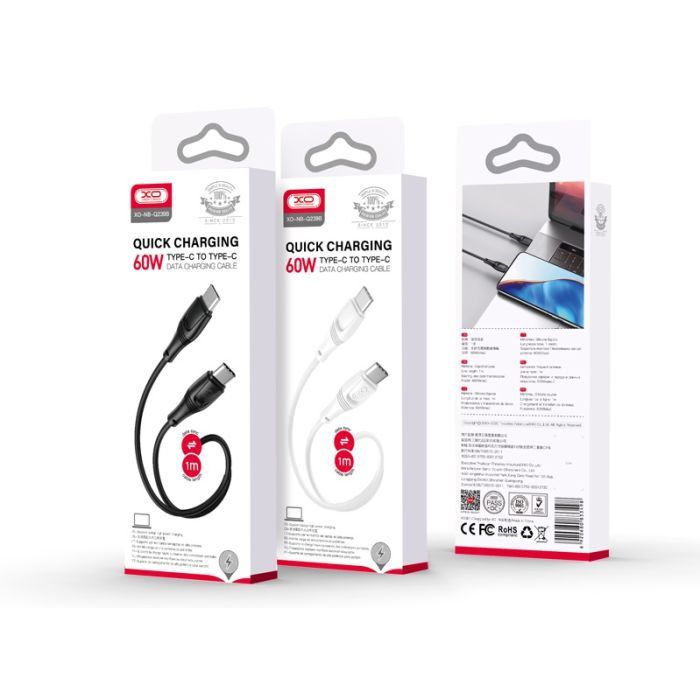 Дата кабель USB-C to USB-C 1.0m 60W High Elastic Zeus XO (NBQ239B_White) изображение 2