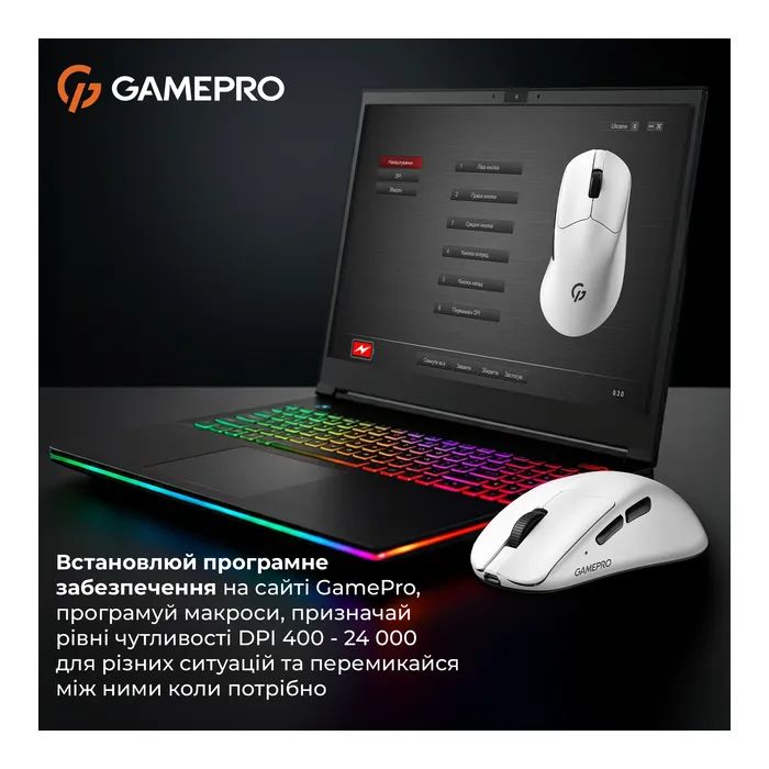 Мышка GamePro Genesis Avenger Wireless/Bluetooth/USB White (GM096W) изображение 9