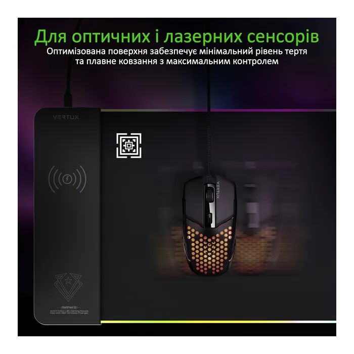 Коврик для мышки Vertux RaftPad-Qi з бездротовою зарядкою 15 Вт Black (raftpad-qi.black) изображение 2