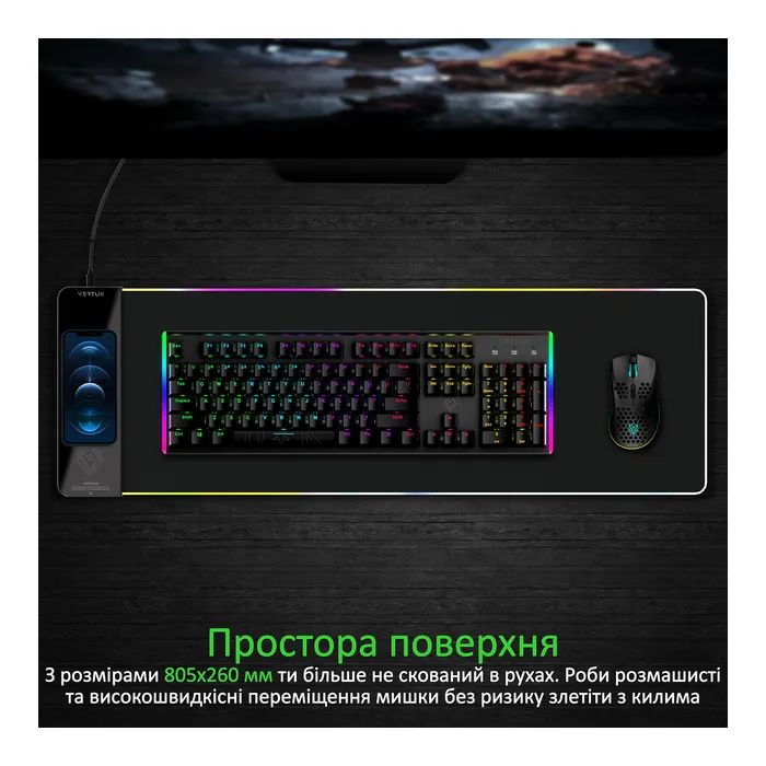 Коврик для мышки Vertux RaftPad-Qi з бездротовою зарядкою 15 Вт Black (raftpad-qi.black) изображение 3