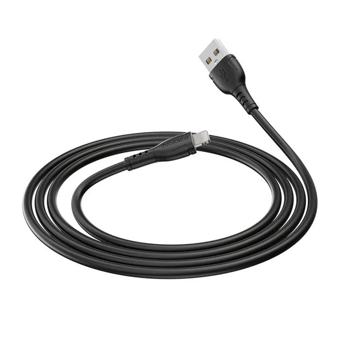 Дата кабель USB 2.0 AM to Lightning 1.0m 2.4A black BOROFONE (6931474743893)