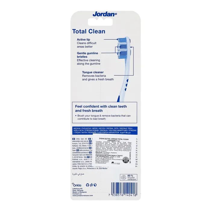 Зубна щітка Jordan Total Clean Medium 4 шт. (7038516140418) зображення 3