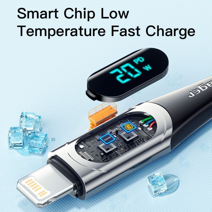 Дата кабель USB-C to Lightning 2.0m 20W Digital Display blue Essager (EXCTL-YDA03) изображение 5