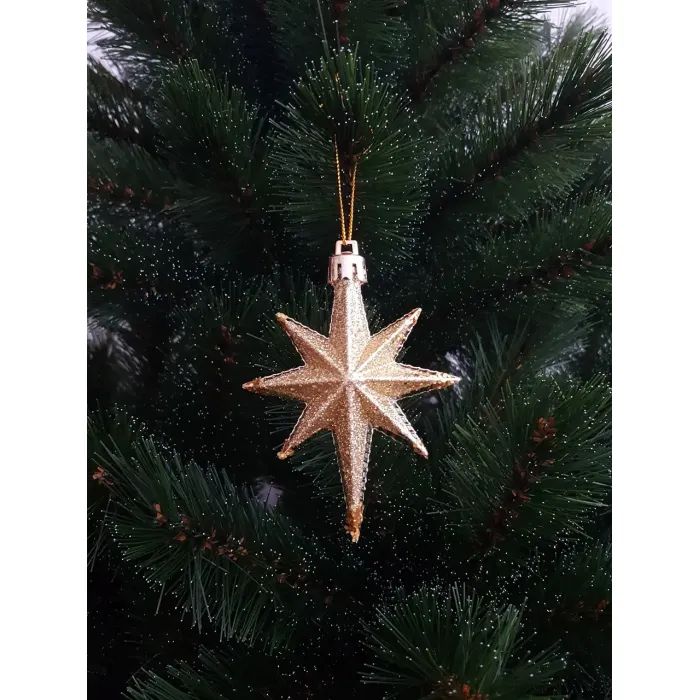 Елочная игрушка Chomik Зірки, 9 см, пластикові 4 шт,золоті (5901292631147_2) изображение 3