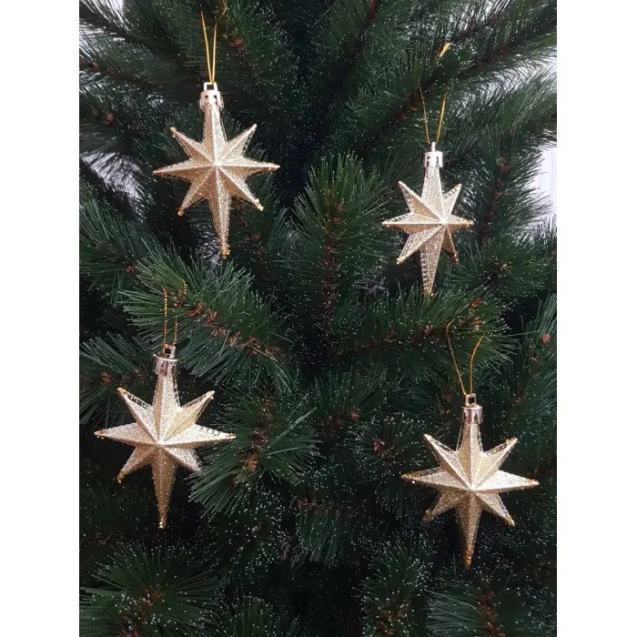 Елочная игрушка Chomik Зірки, 9 см, пластикові 4 шт,золоті (5901292631147_2) изображение 4