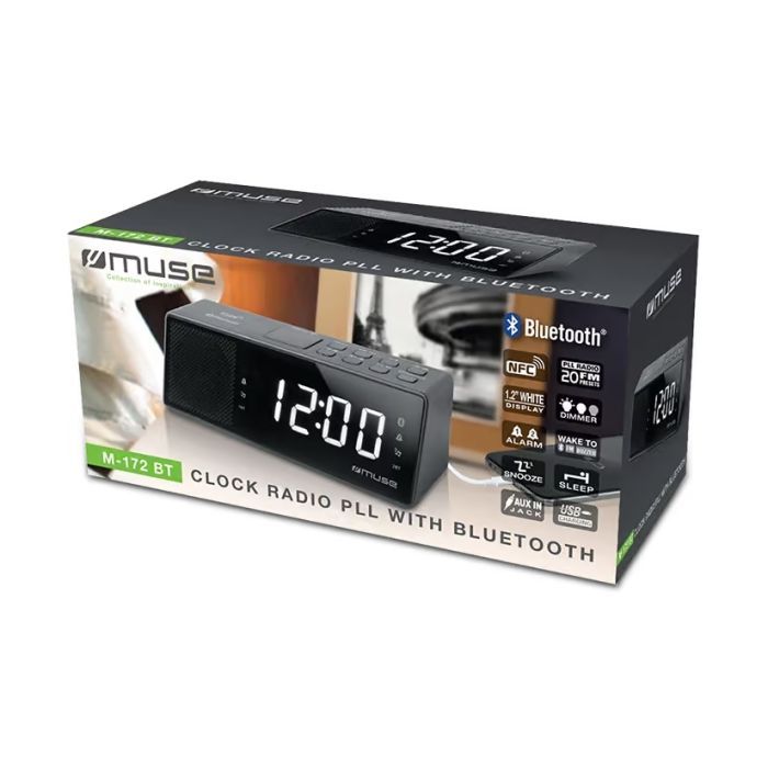 Настільний годинник Muse Радіо-годинник з USB чорний (M-172 BT) зображення 4