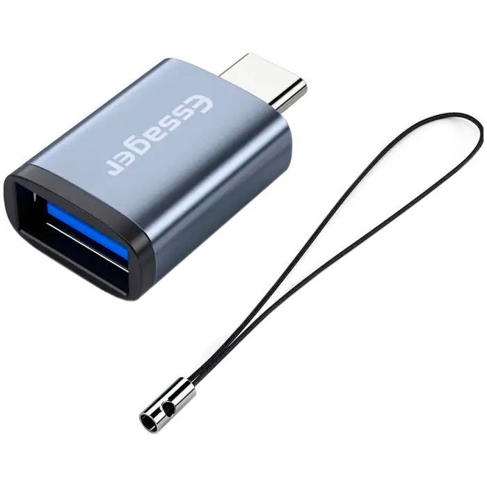 Переходник OTG USB 3.0 AF to USB-C M gray Essager (EZJAC-SRA0G)