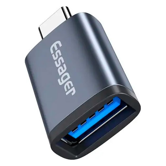 Переходник OTG USB 3.0 AF to USB-C M gray Essager (EZJAC-SRA0G) изображение 2