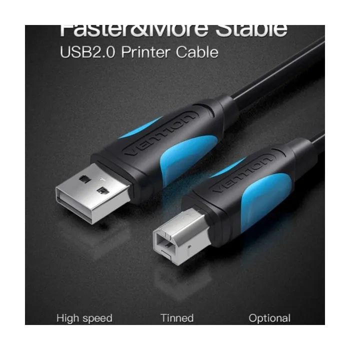 Кабель для принтера USB 2.0 AM/BM 1.0m black Vention (VAS-A16-B100) изображение 2