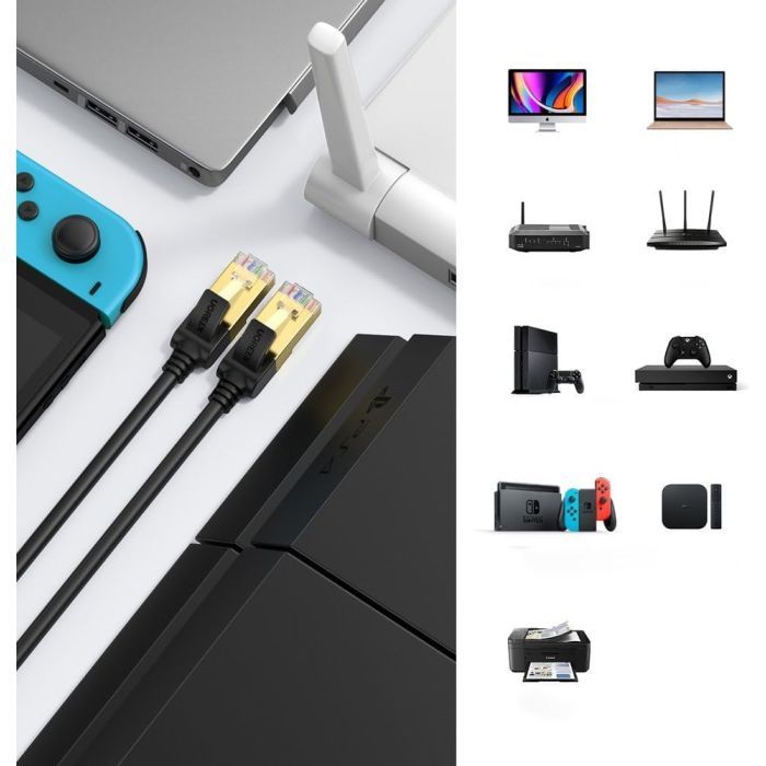 Патч-корд 15м, F/FTP cat 7 RJ-45 black Ugreen (U_11274) изображение 4