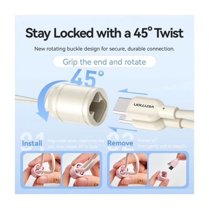 Батарея универсальная VENTION 20000mAh 22,5W Fast Charging, with built-in USB-C cable, Beige (FKBN0-C) изображение 6