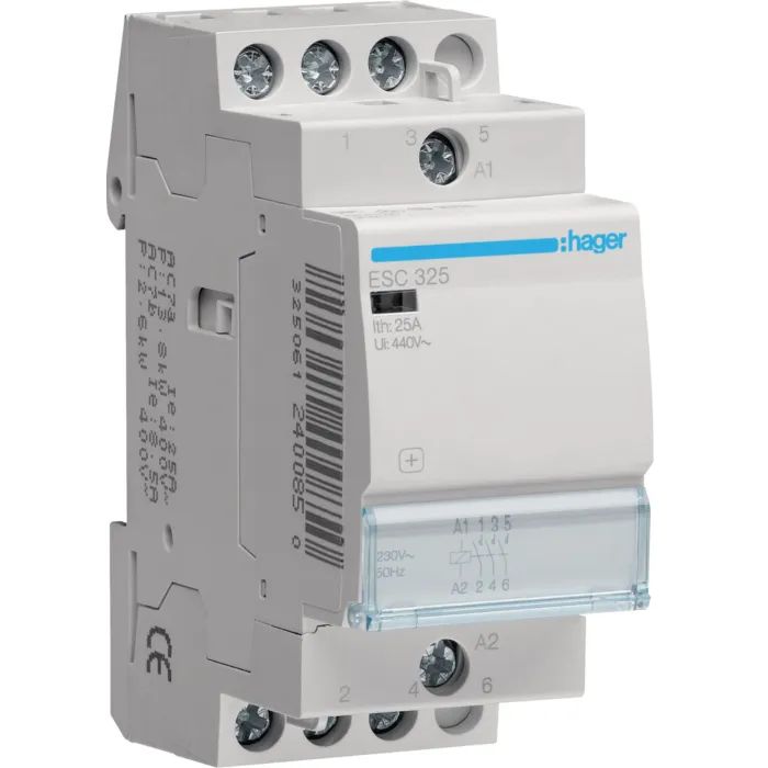 Автоматичний вимикач Hager 25 A 230V 3NO 2P (A) (ESC325)