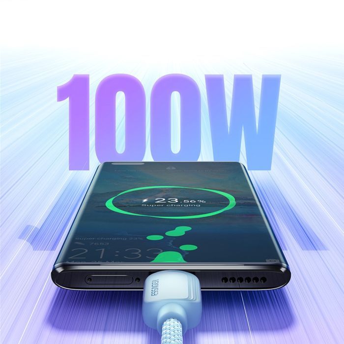 Дата кабель USB 2.0 AM to USB-C 1.0m 100W blue Essager (EXC7A-WL03-P) зображення 5