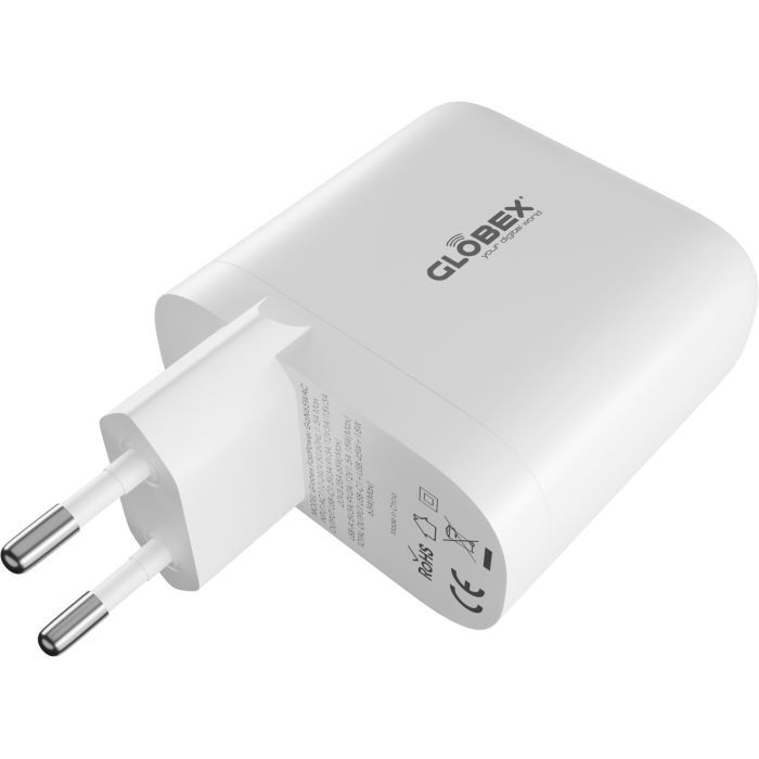 Зарядний пристрій Globex GaN 1xUSB + 1xUSB-C 65W FastPower white (GaN65WAC) зображення 3