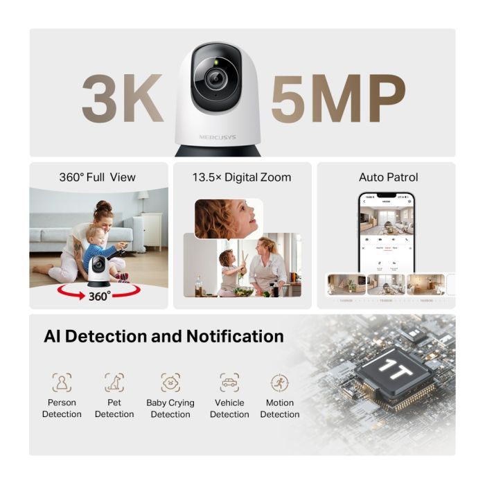 Камера відеоспостереження Mercusys IP-Камера MERCUSYS MC230 5MP N300 microSD motion detection. AI (MC230) зображення 3