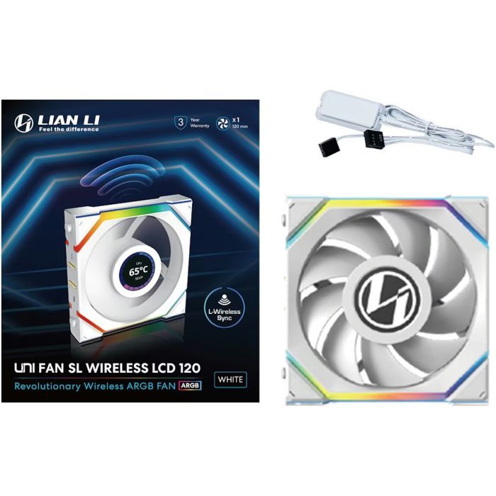 Кулер для корпуса Lian Li UNI Fan SL WIRELESS LCD 120-1, White (G99.12SLLCD1W1W.00) изображение 7