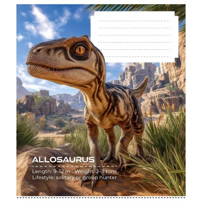 Зошит Школярик Dinosaurs 12 аркушів клітинка (012-3753K) зображення 3