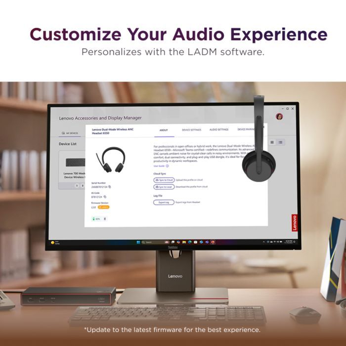 Наушники Lenovo Dual-Mode Wireless ANC 6550 Black (4XD1S19777) изображение 9