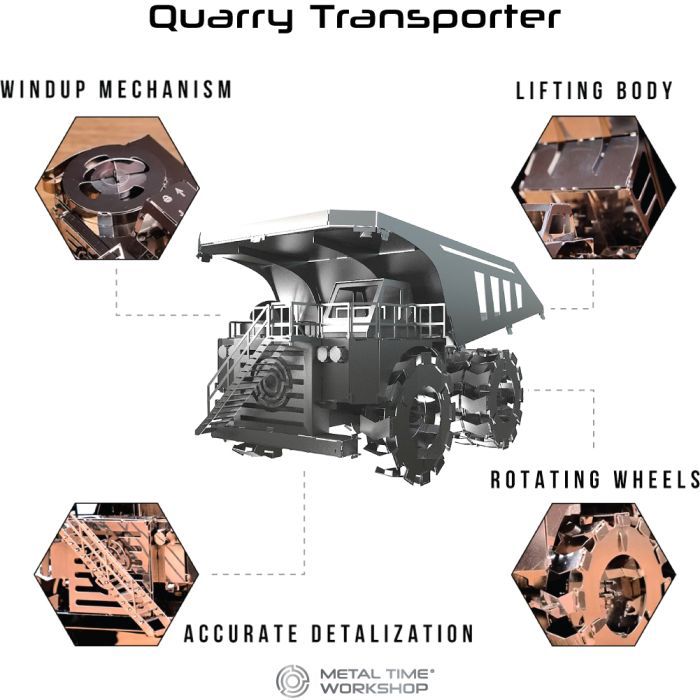 Конструктор Metal Time Коллекционная модель Quarry Transporter Механический карьерный самосвал (MT014) изображение 4