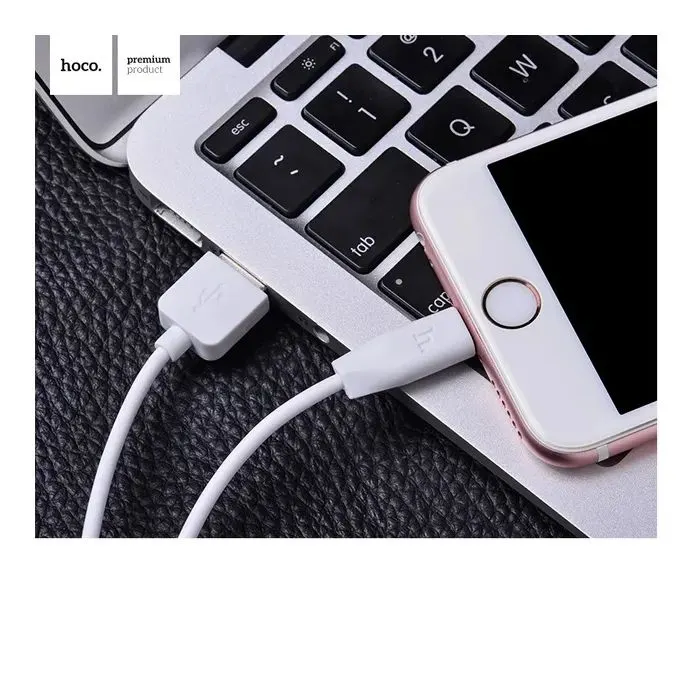 Дата кабель USB 2.0 AM to Lightning 1.0m 2.4A X1 white HOCO (6957531032007) изображение 3