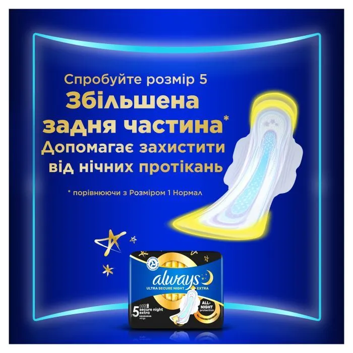 Гігієнічні прокладки Always Ultra Secure Night (Розмір 4) 36 шт. (8700216450379) зображення 8
