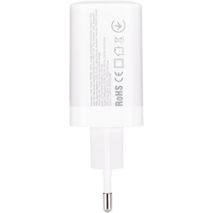 Зарядное устройство XoKo 1xUSB-C PD65W + 1xUSB QC3.0 GaN white (XK-QC-620) изображение 10