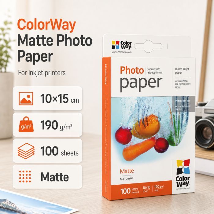 Фотопапір ColorWay 10x15 190г matte, 100с (PM1901004R) зображення 5