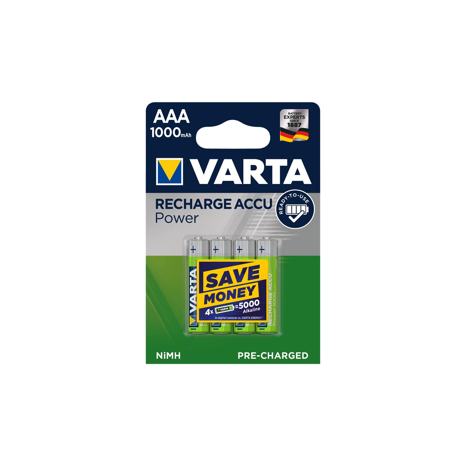 Акумулятор Varta AAA Rechargeable Accu 1000mAh * 4 (05703301404)