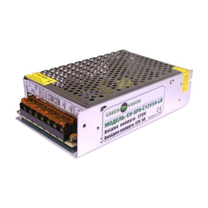 Блок живлення для систем відеоспостереження Greenvision GV-SPS-C 12V5A-LS (3448)