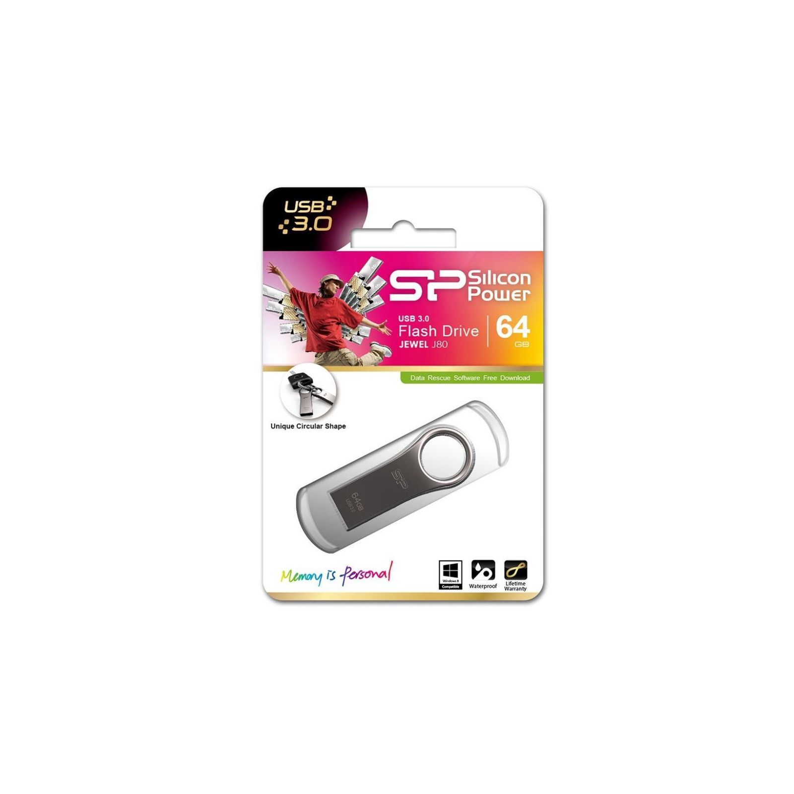 USB флеш накопичувач Silicon Power 64GB Jewel J80 Titanium USB 3.0 (SP064GBUF3J80V1T) зображення 5