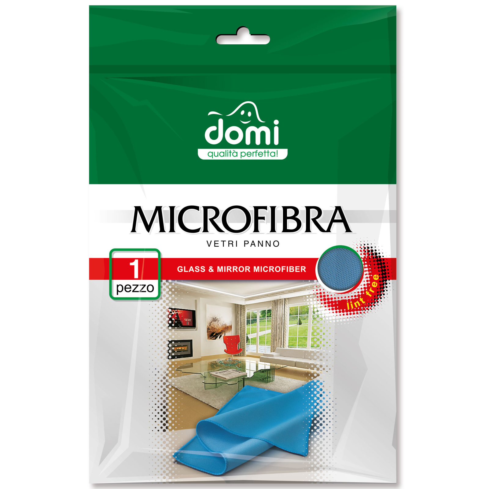 Салфетки для уборки Domi микрофибра для стекла и зеркал 1 шт (4823058315027)