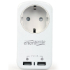 Зарядний пристрій EnerGenie 2 USB по 2.1A со сквозной розеткой (EG-ACU2-01-W) зображення 2