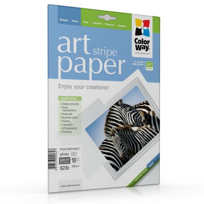 Фотобумага ColorWay Letter (216x279mm) ART, glossy, stripe (PGA230010SLT)