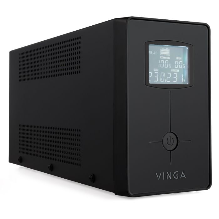 Пристрій безперебійного живлення Vinga LCD 600VA metal case with USB (VPC-600MU) зображення 2