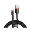 Дата кабель USB 2.0 AM to Lightning 0.5m Cafule 2.4A red+black Baseus (CALKLF-A19) изображение 2