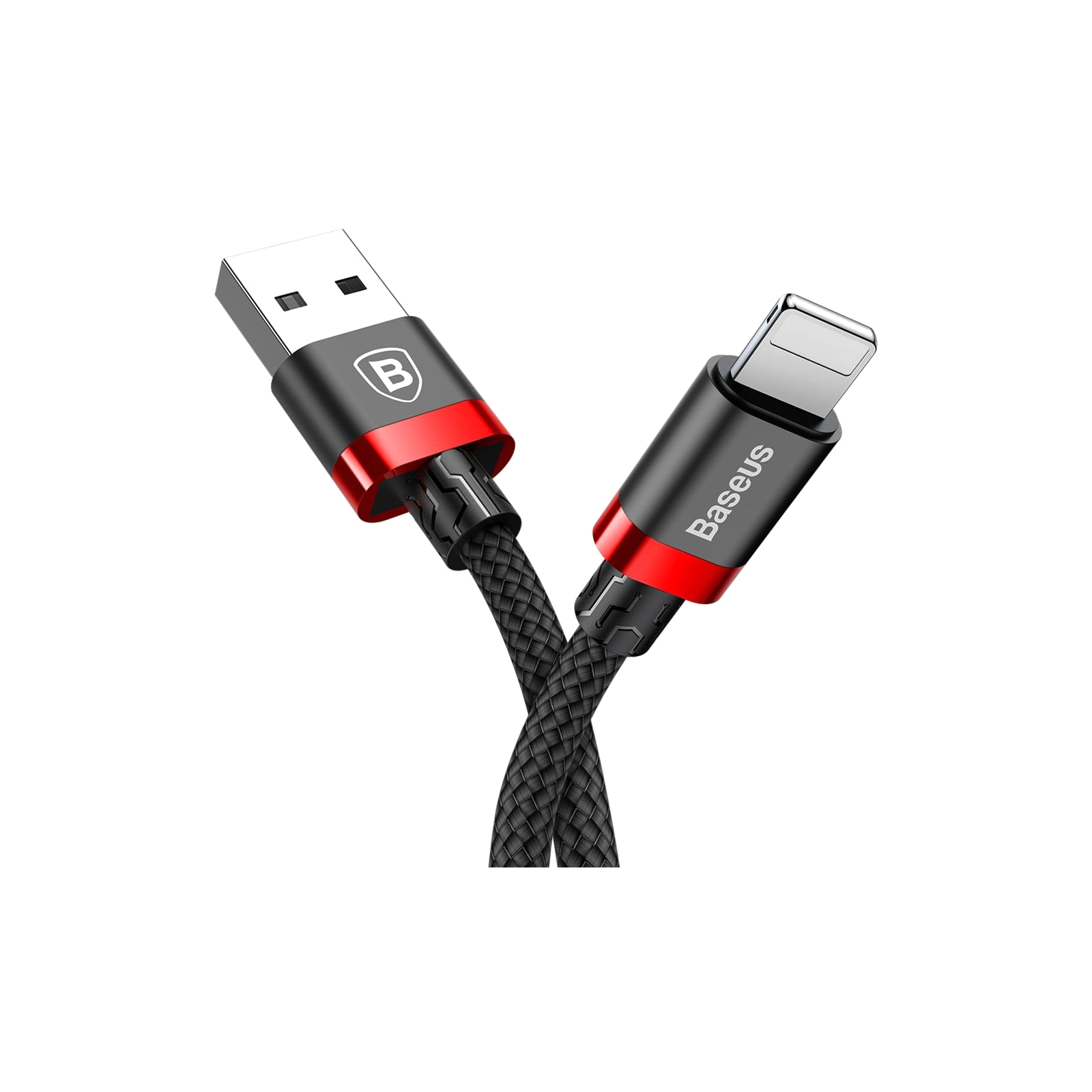 Дата кабель USB 2.0 AM to Lightning 0.5m Cafule 2.4A red+black Baseus (CALKLF-A19) изображение 3