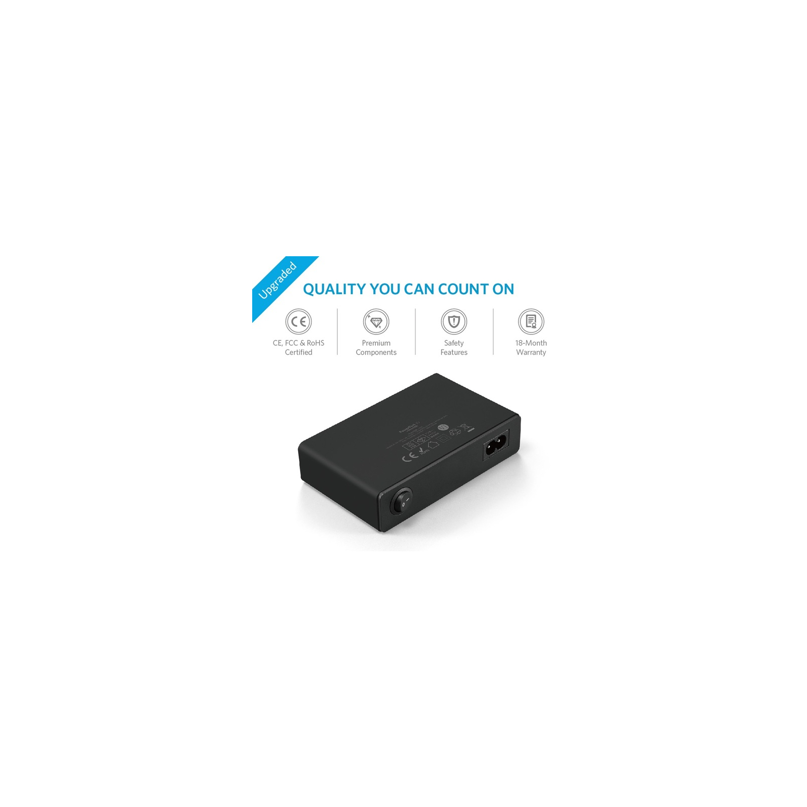 Зарядний пристрій Anker PowerPort 10 - 60W 10-port USB PowerIQ (Black) (A2133L11) зображення 5